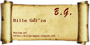 Bille Géza névjegykártya
